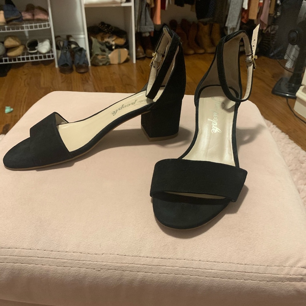 Free people black velvet dress sandals .